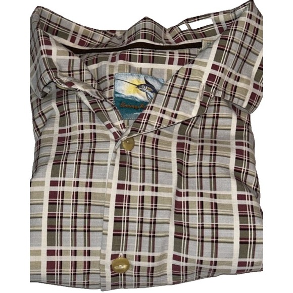 Tommy Bahama Men's Silk Island Modern Fit Geometric Brown Pattern Shirt XL - Picture 1 of 6